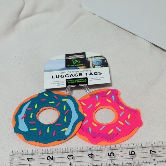 Travelon Donut Luggage Tags - Pink and Teal - Picture 7 of 7